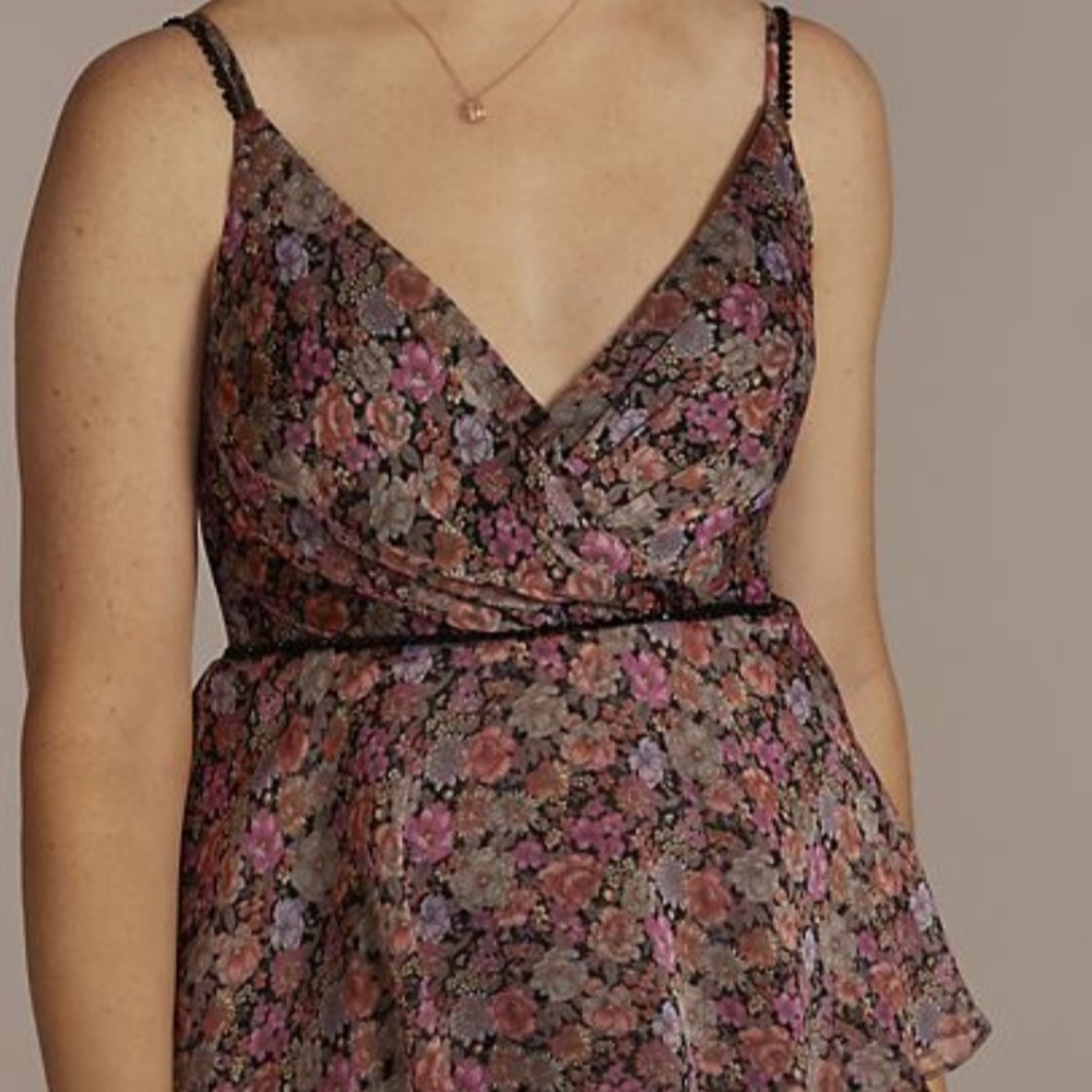 NWT New David’s Bridal DB Floral Printed Tiered Ruffle Party Dress 2 - Picture 2 of 4